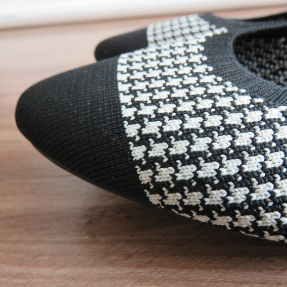 VIVAIA Tamia Round-Toe Ballet Flats in Black White Houndstooth Academia Preppy - Picture 6 of 14